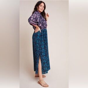 Anthropologie Purple and Blue Maxi Dress